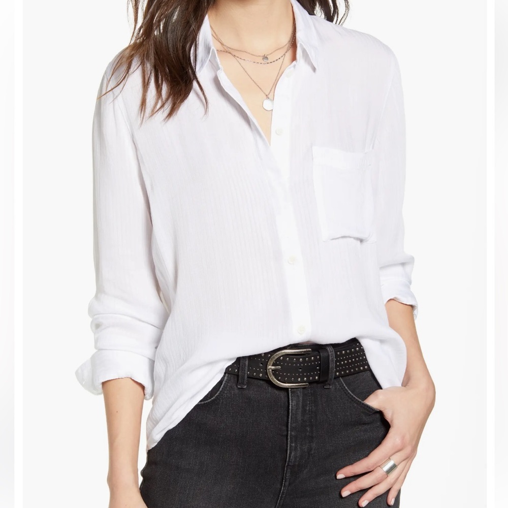 Treasure & Bond White Portfolio Button Long Sleeve Shirt Small